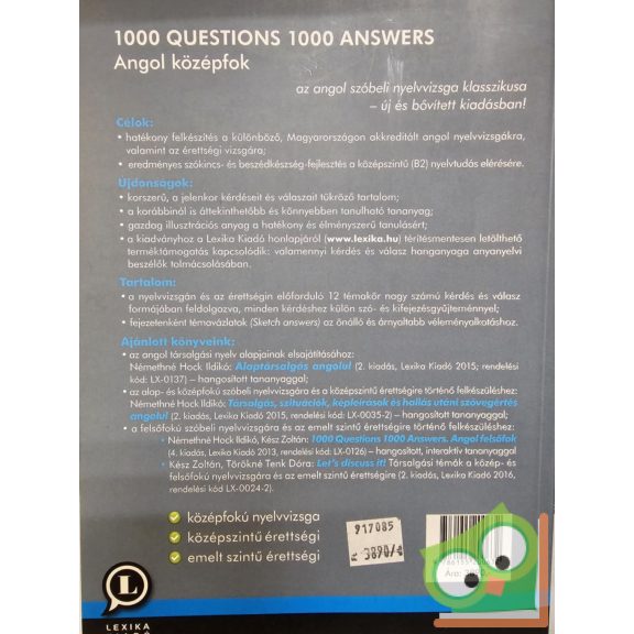 Némethné Hock Ildikó: 1000 Questions 1000 Answers (angol középfok, B2)