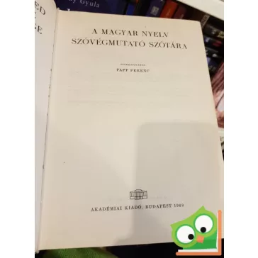   Papp Ferenc (szerk): Reverse alphabetised dictionary of the hungarian language / A magyar nyelv szövegmutató szótára