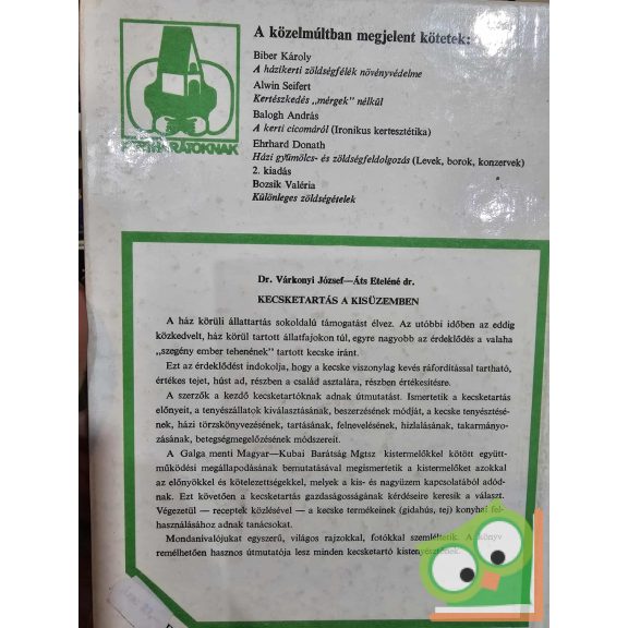 Várkonyi József - Áts Eteléné: Kecsketartás a kisüzemben (KHO sorozat)