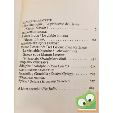   Lator László (szerk.): Klasszikus francia kisregények (A világirodalom klasszikusai)