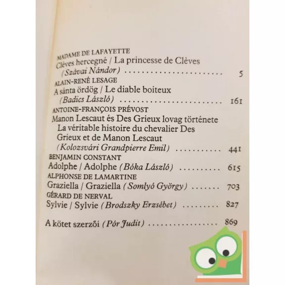 Lator László (szerk.): Klasszikus francia kisregények (A világirodalom klasszikusai)