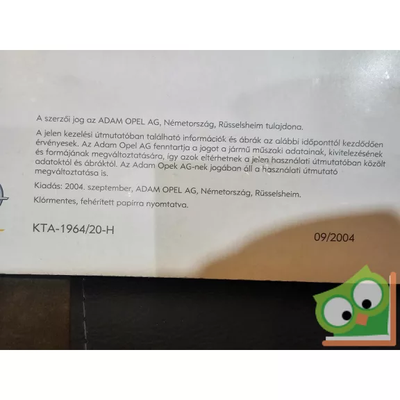 Opel Astra Classic - Kezelés, biztonság, karbantartás