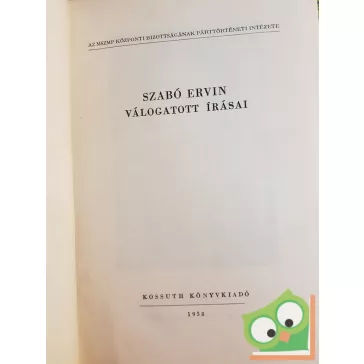 Szabó Ervin: Szabó Ervin válogatott írásai