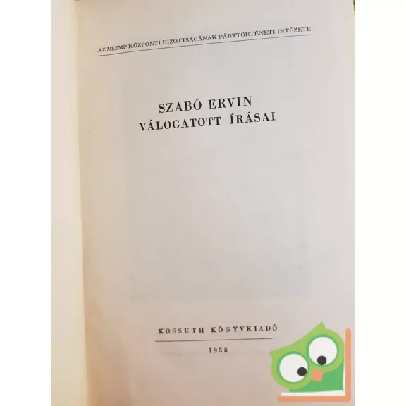Szabó Ervin: Szabó Ervin válogatott írásai