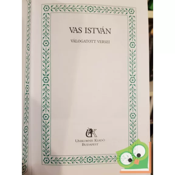Vas István: Vas István válogatott versei (A Magyar Költészet Kincsestára)