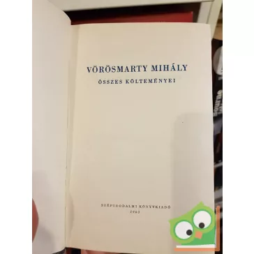 Vörösmarty Mihály összes költeményei I.kötet