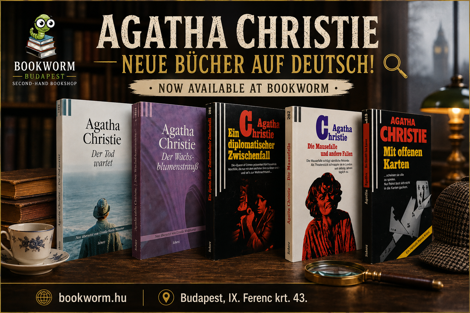 Agatha Christie Books in German - Classic Crime Novels at Bookworm Budapest